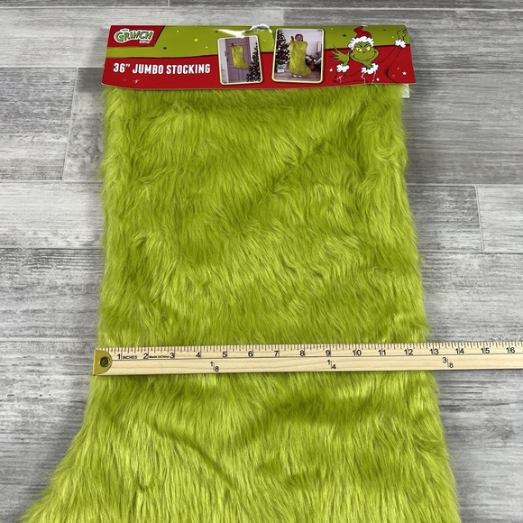 Dr. Seuss The Grinch 36" Jumbo Christmas‎ Stocking, Green Faux Fur MSRP $39.99 - Picture 7 of 8
